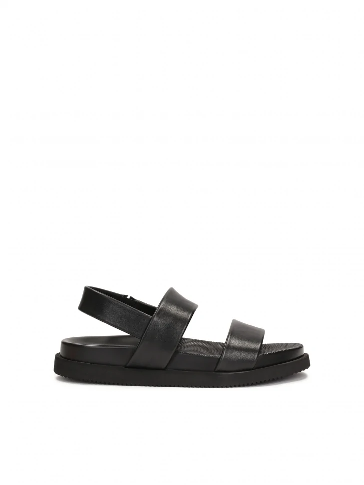 kazar Black leather sandals with an elastic strap