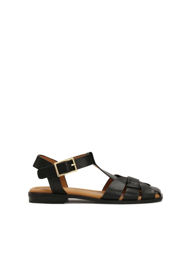 kazar Black leather sandals with built-in front