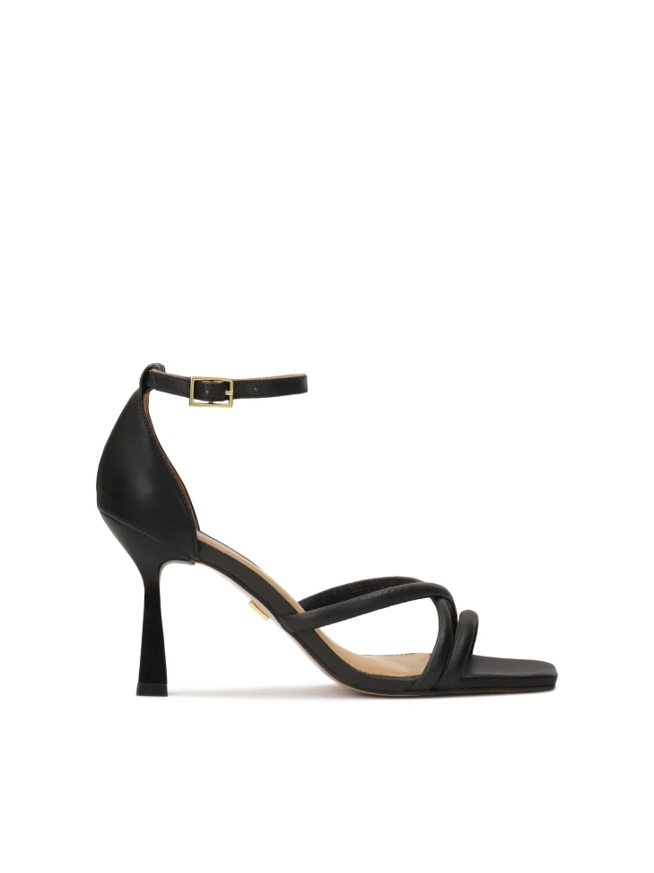 kazar Black leather sandals with covered heels