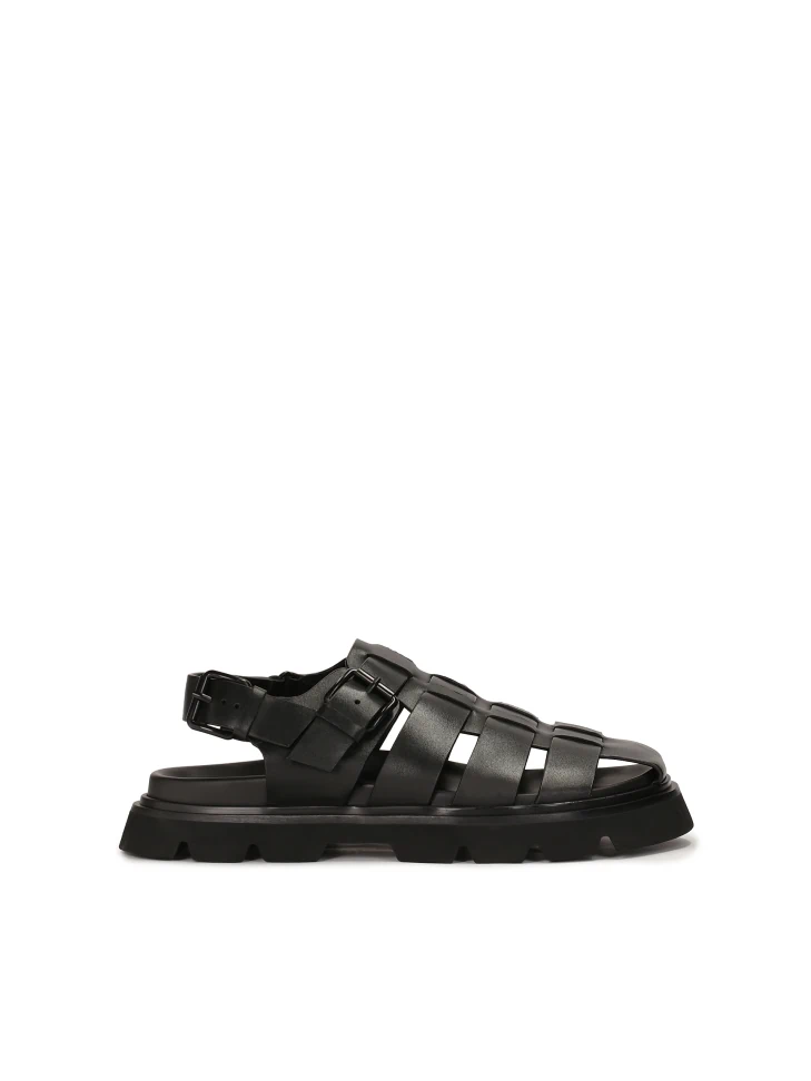 kazar Black leather sandals with covered toes