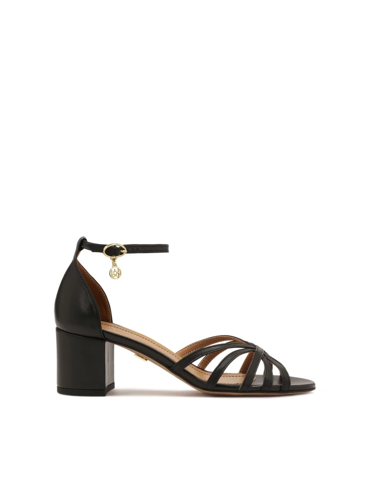 kazar Black leather sandals with full heel