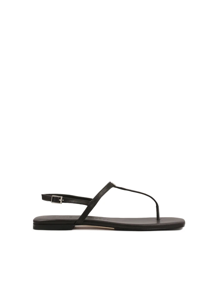 kazar Black leather sandals with square toe