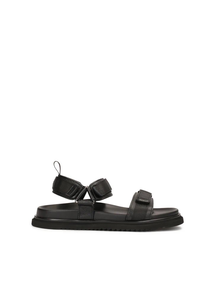 kazar Black leather sandals with velcro straps