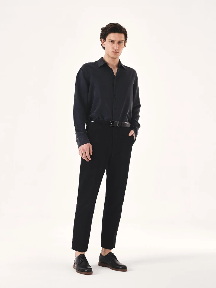 Kazar Black Leather Shoes With Brown Sole