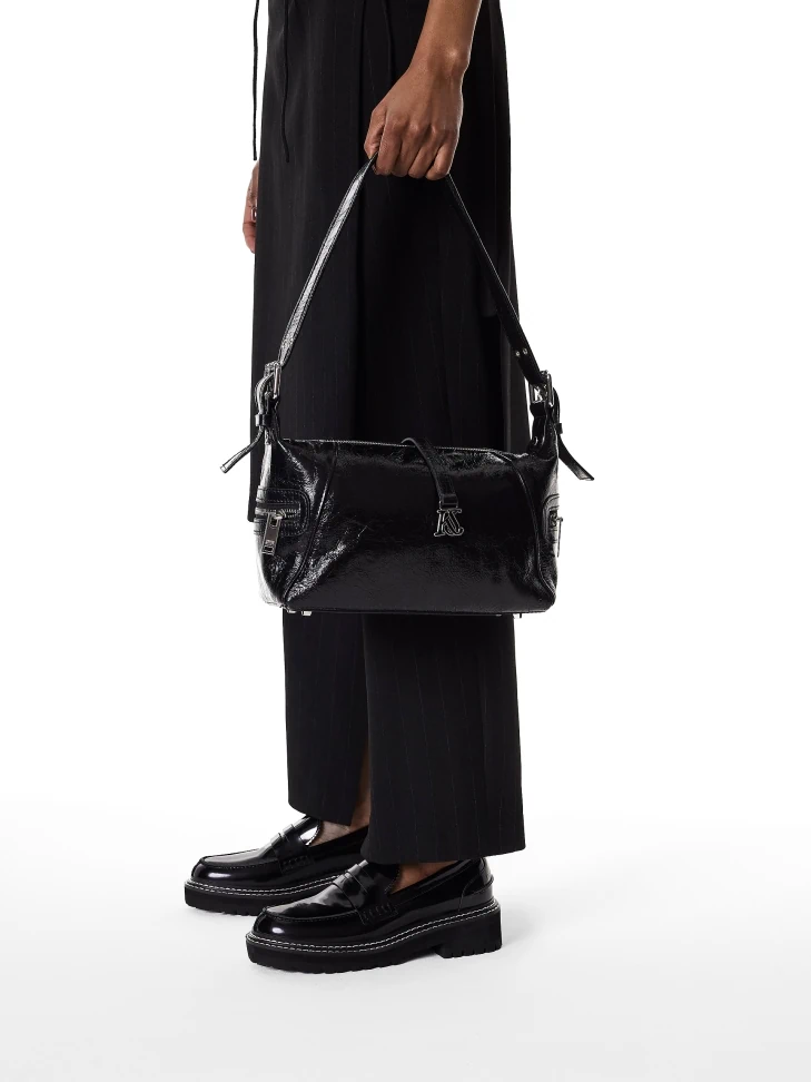 Kazar Black Leather Shoulder Bag