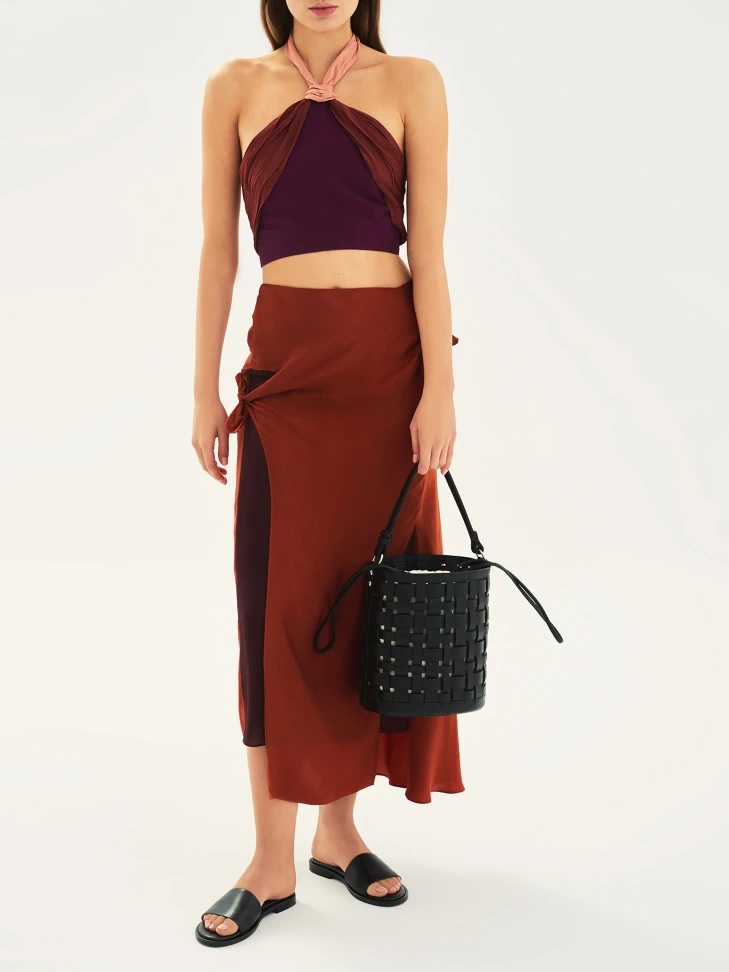 Kazar Black Leather Slides On A Flat Sole