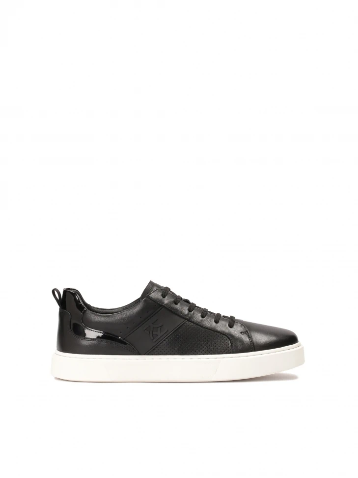 Kazar Black Leather Sneakers On A White Sole
