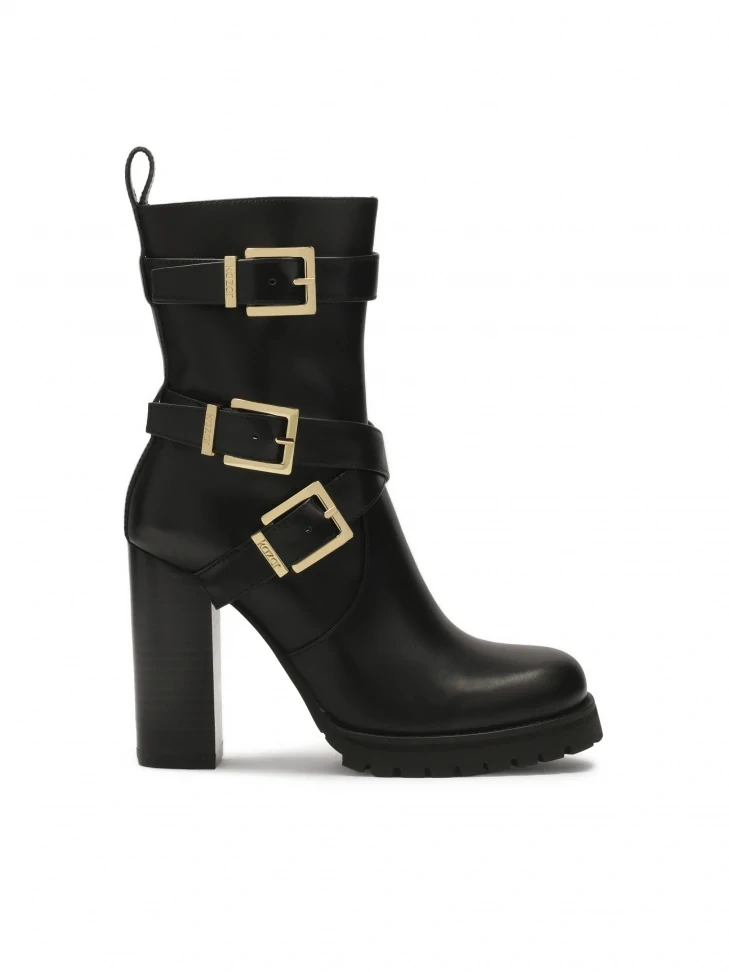 kazar Black leather stiletto boots with high upper