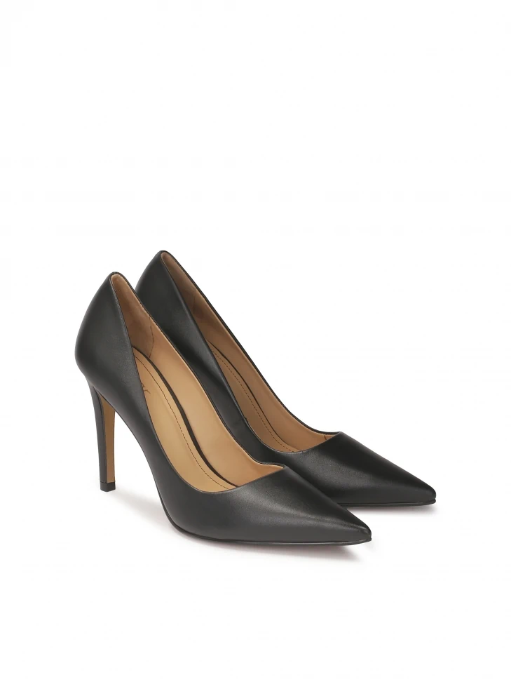 Kazar Black Leather Stilettos