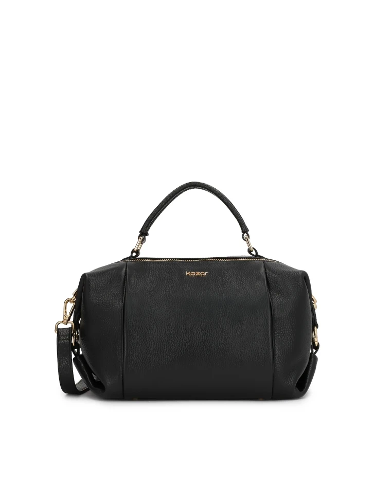 kazar Black leather trunk handbag and gold details