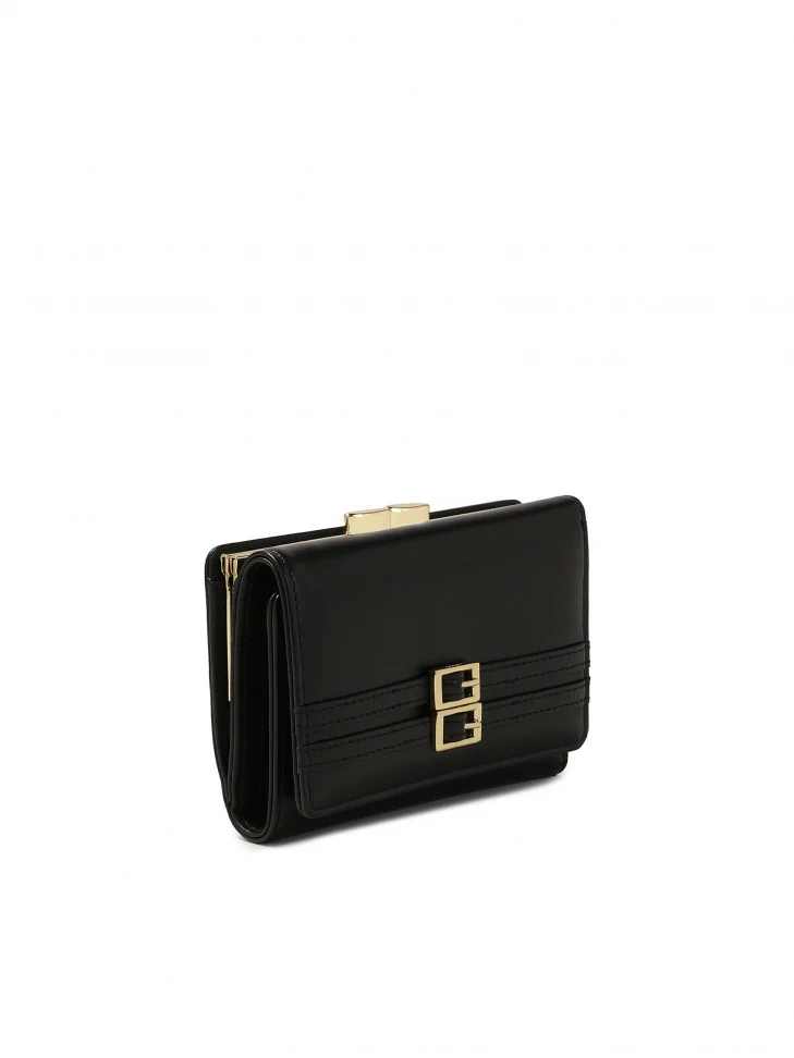 Kazar Black Leather Wallet Decorated With Stripes