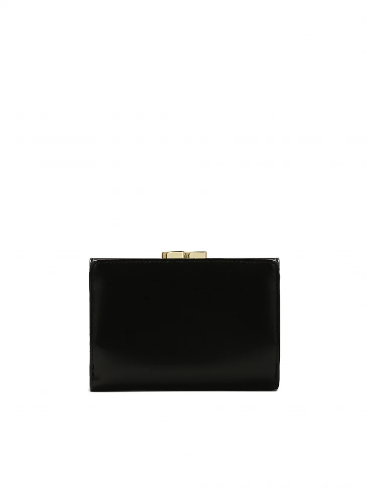 Kazar Black Leather Wallet Decorated With Stripes