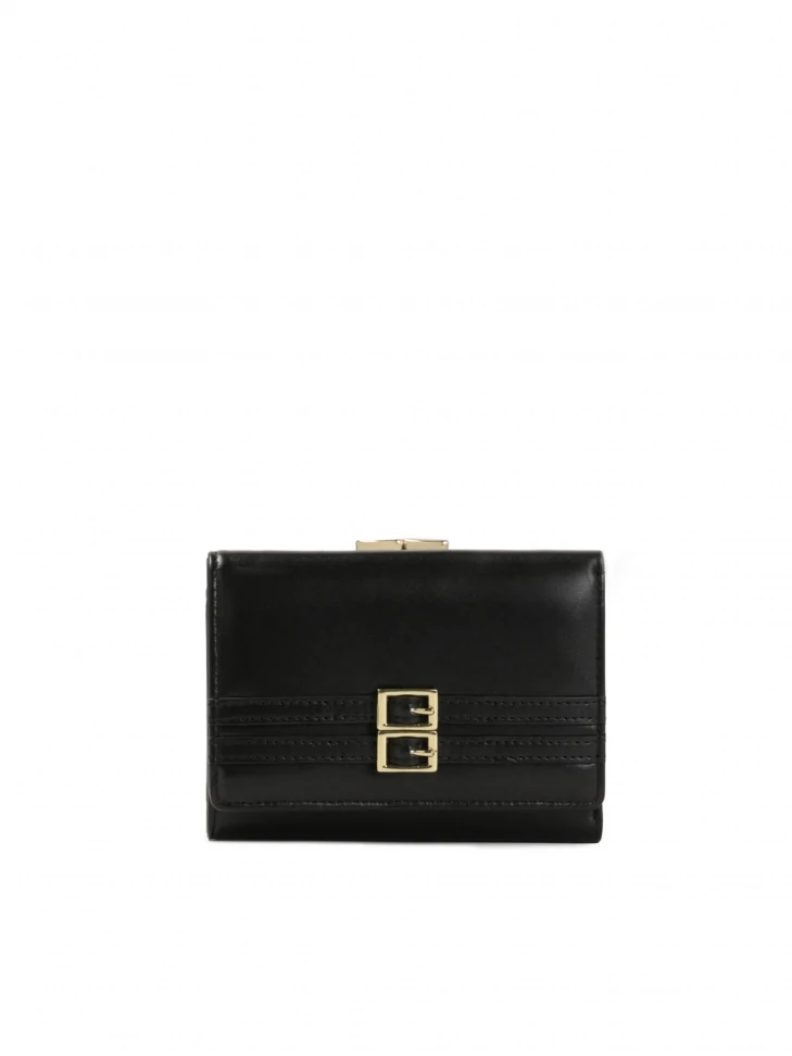 kazar Black leather wallet decorated with stripes