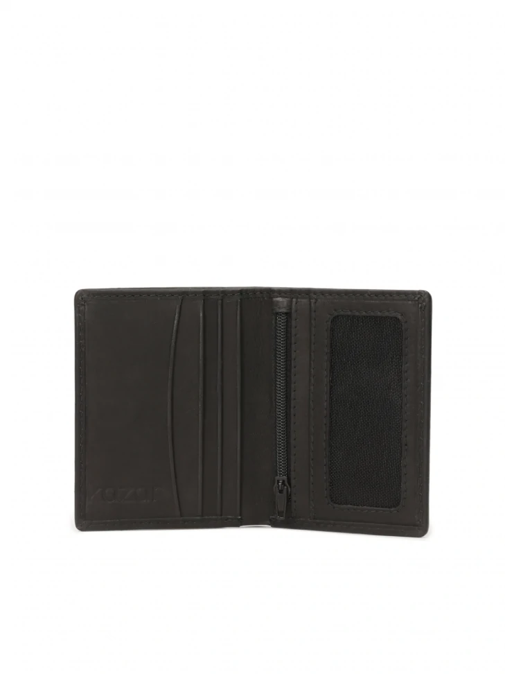 Kazar Black Leather Wallet In Minimal Style
