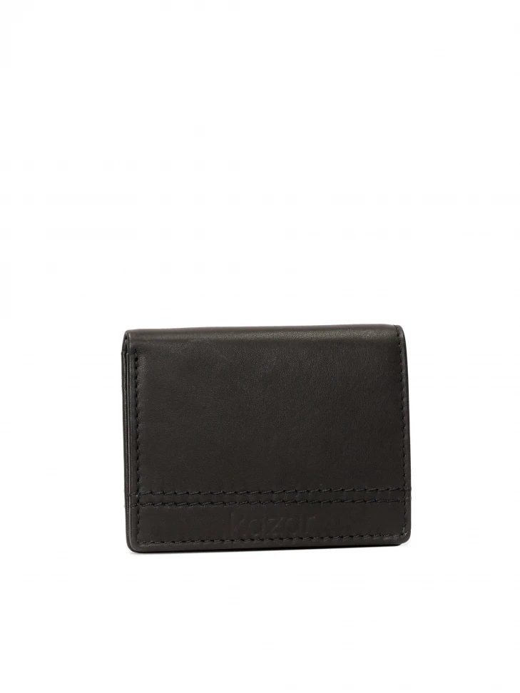 Kazar Black Leather Wallet In Minimal Style