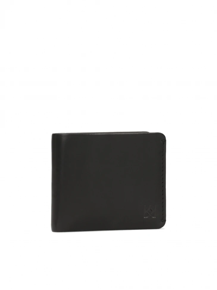 Kazar Black Leather Wallet With Coin Slot