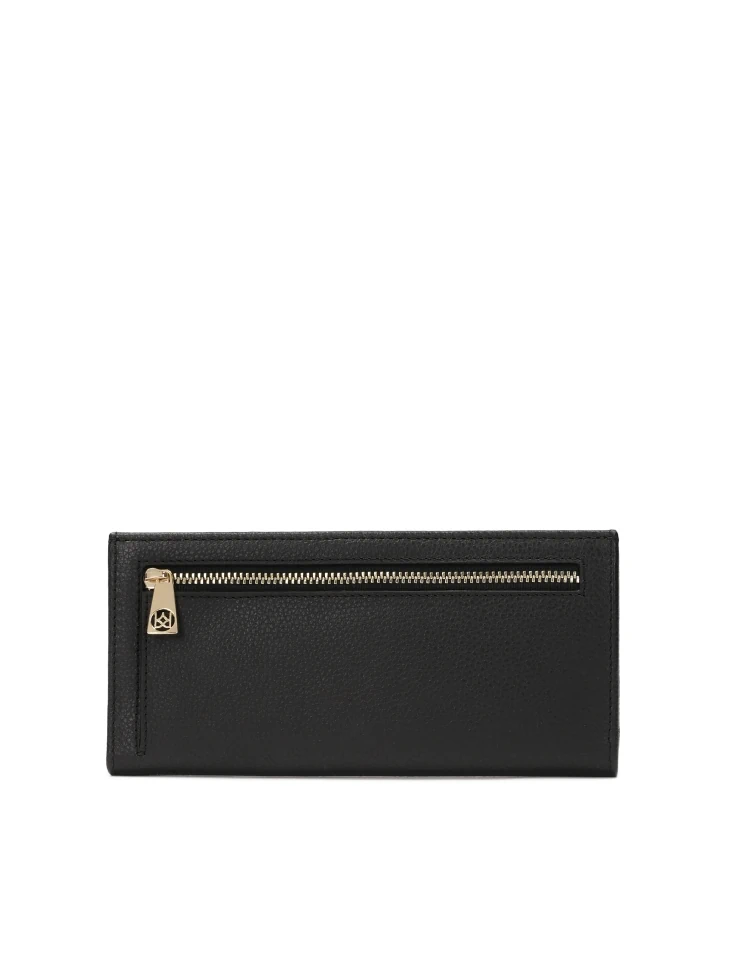 Kazar Black Leather Wallet With Flap