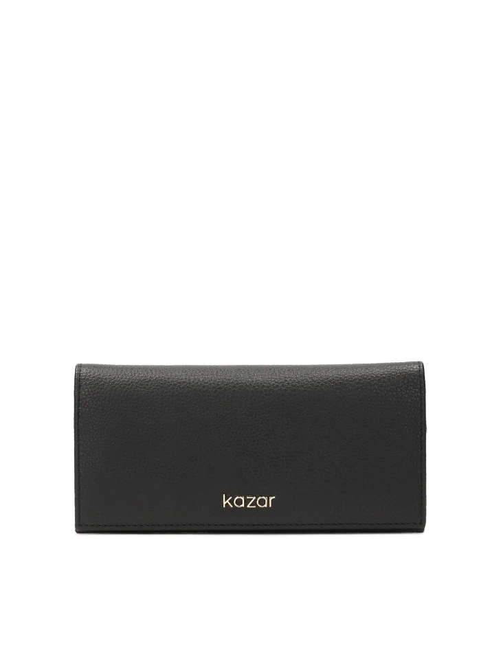 kazar Black leather wallet with flap