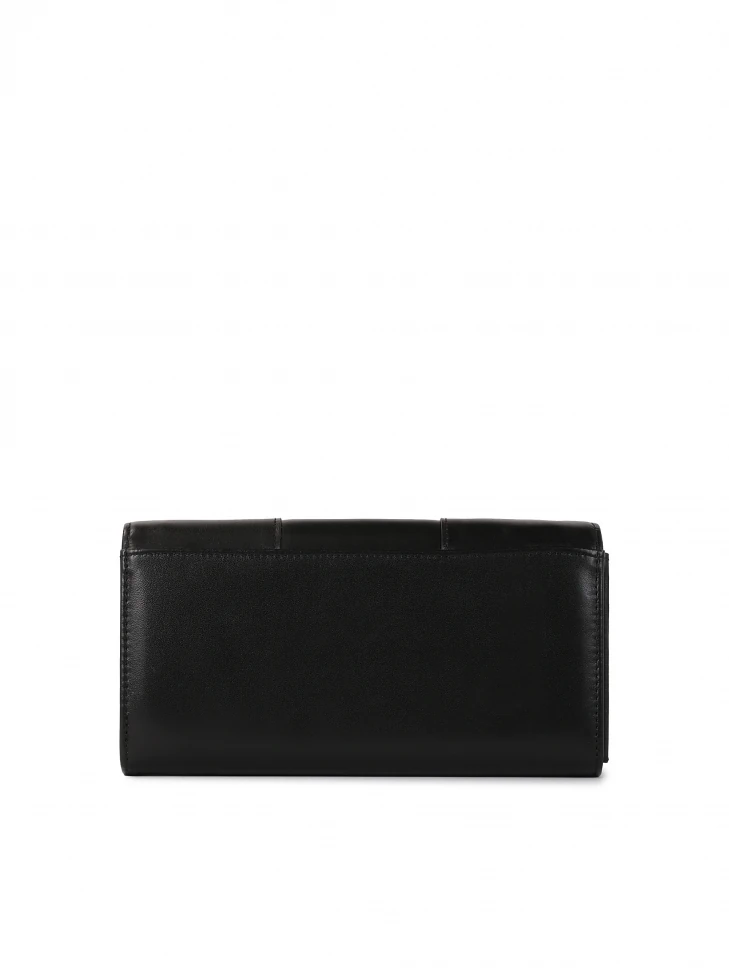 Kazar Black Leather Wallet With Gold Rhinestones
