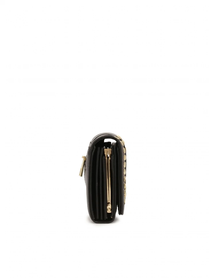 Kazar Black Leather Wallet With Gold Rivets