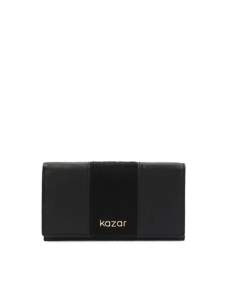 kazar Black leather wallet with natural bristles