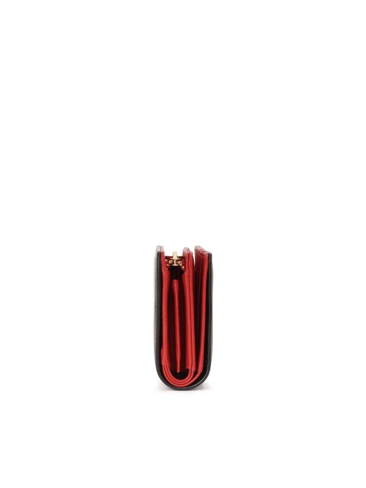 Kazar Black Leather Wallet With Red Interior