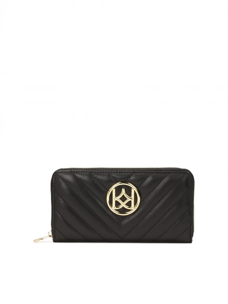 kazar Black leather wallet with zipper
