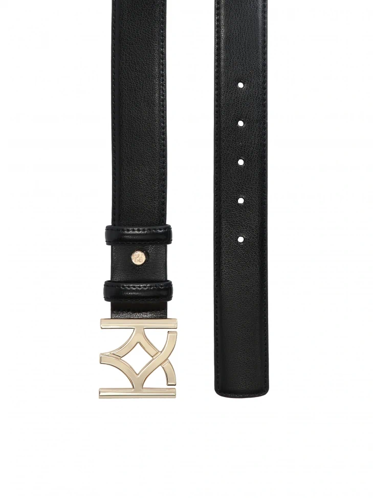 Kazar Black Leather Women's Belt With Large Buckle