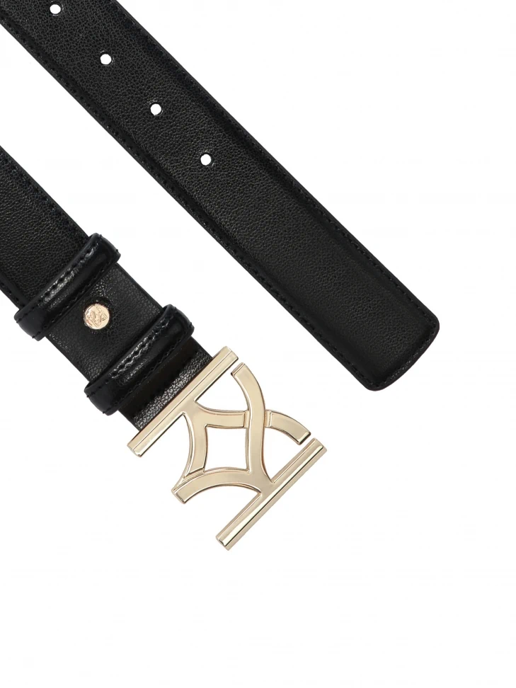 Kazar Black Leather Women's Belt With Large Buckle