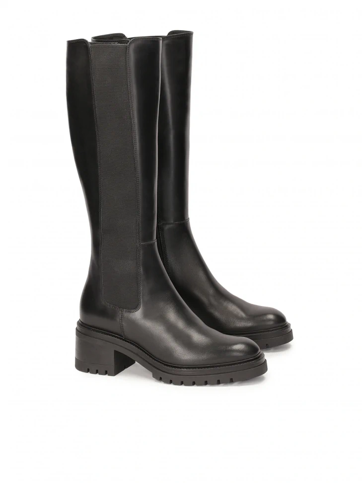 Kazar Black Leather Zip-up Boots
