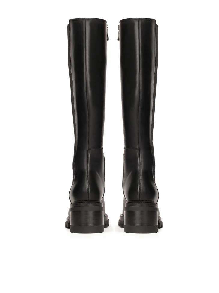 Kazar Black Leather Zip-up Boots