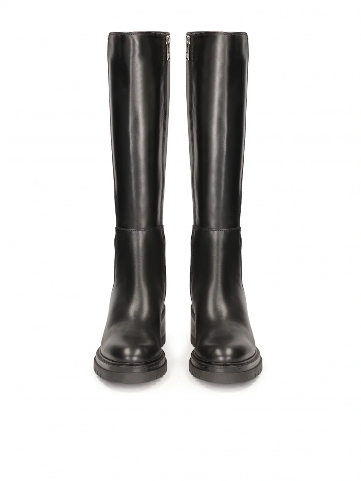 Kazar Black Leather Zip-up Boots