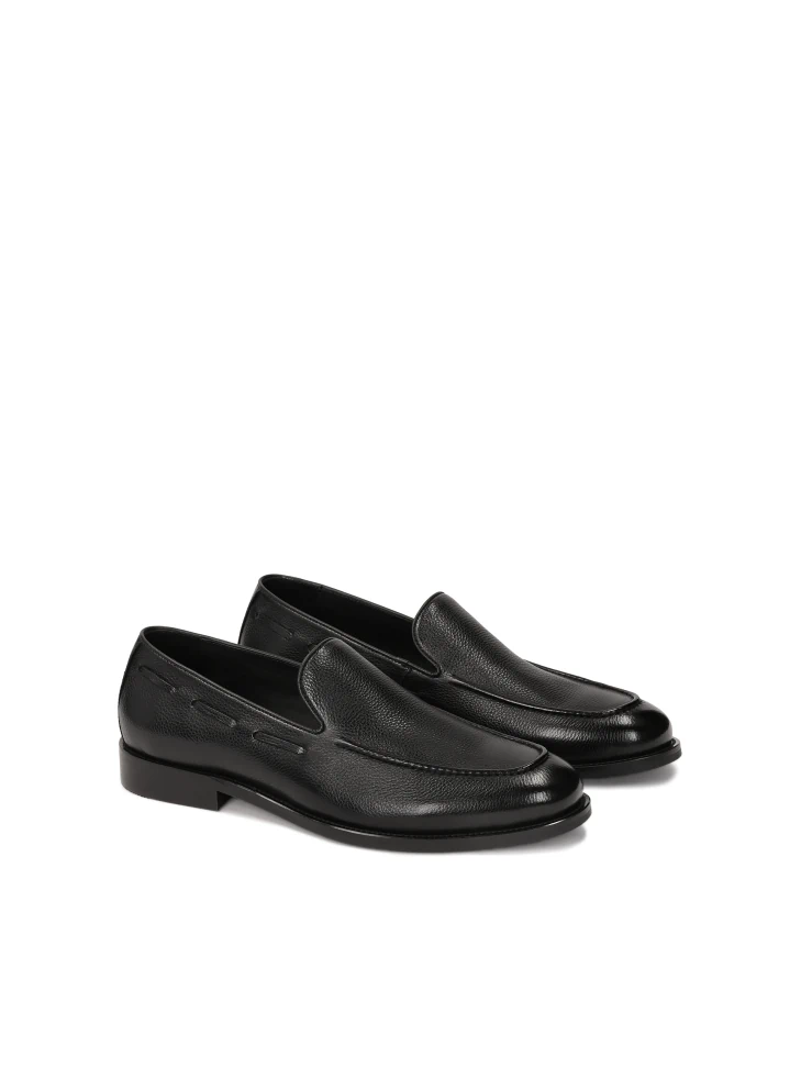 Kazar Black Loafers In Natural Leather
