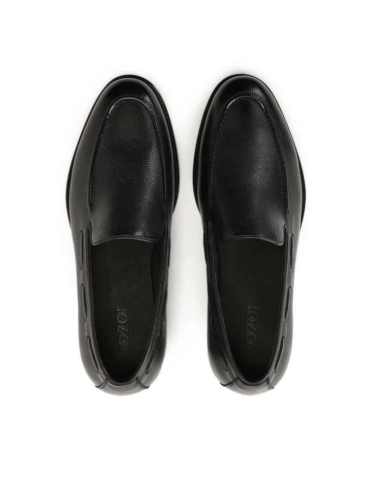 Kazar Black Loafers In Natural Leather