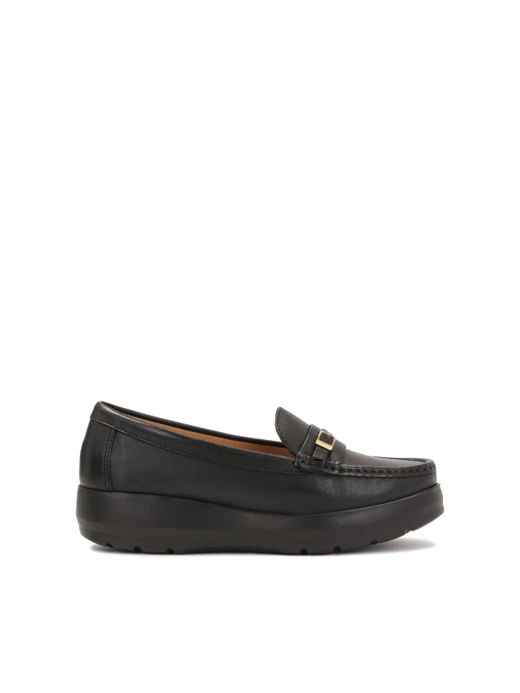 kazar Black loafers on a raised sole