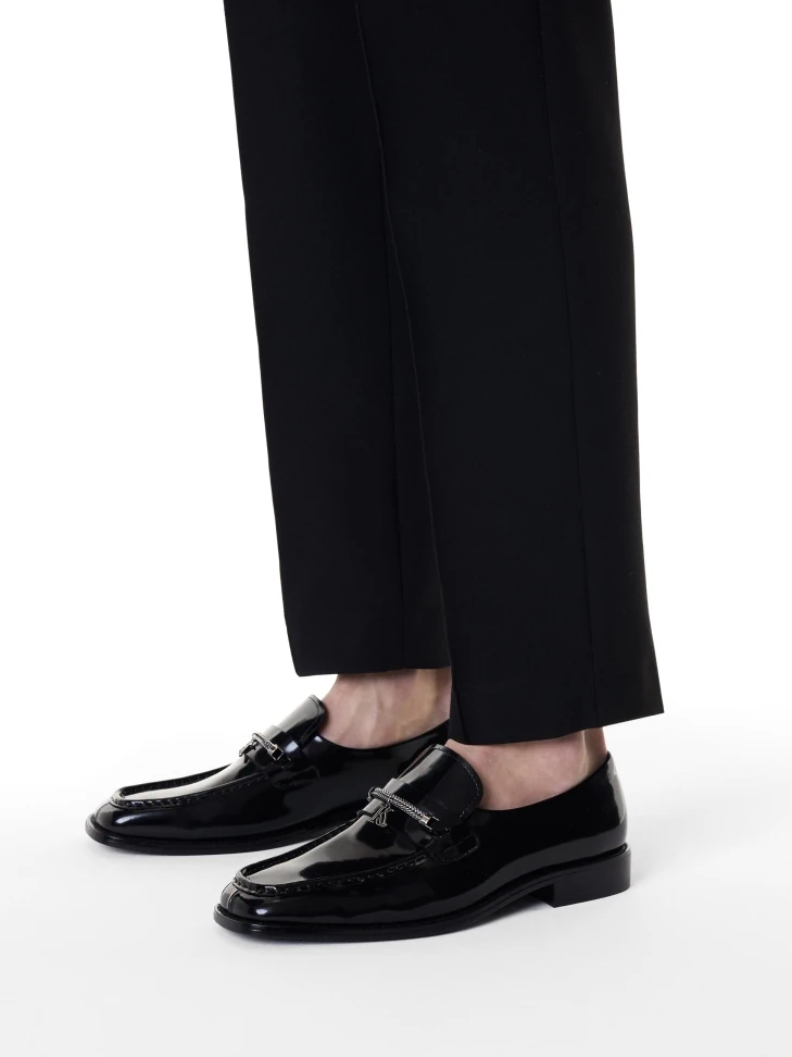 Kazar Black Loafers With Jewelry Embellishment