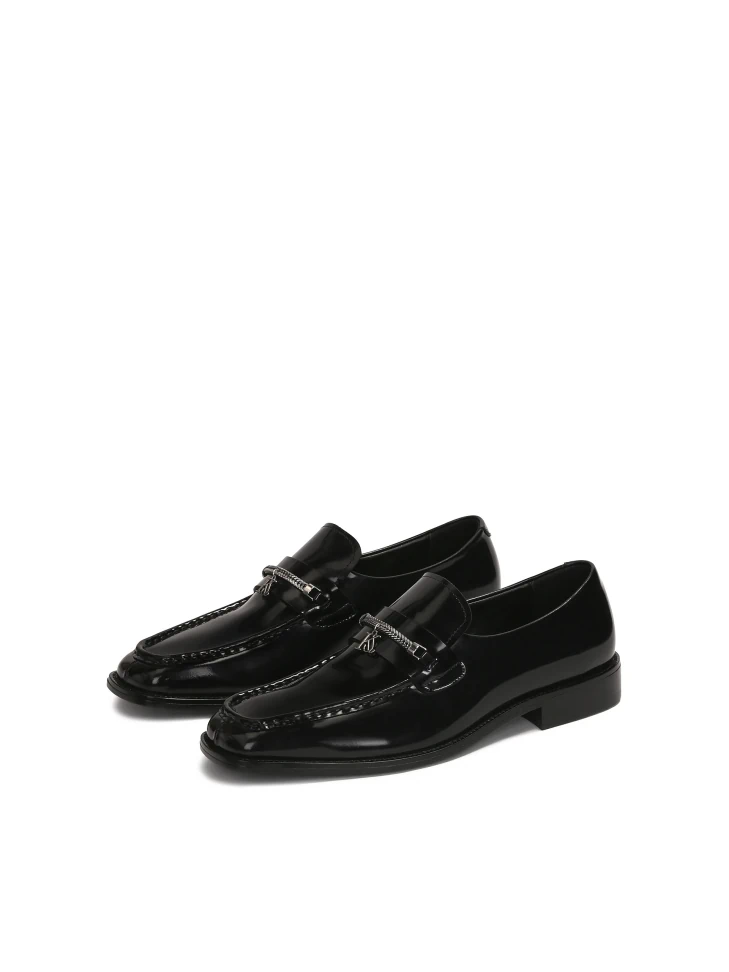 Kazar Black Loafers With Jewelry Embellishment