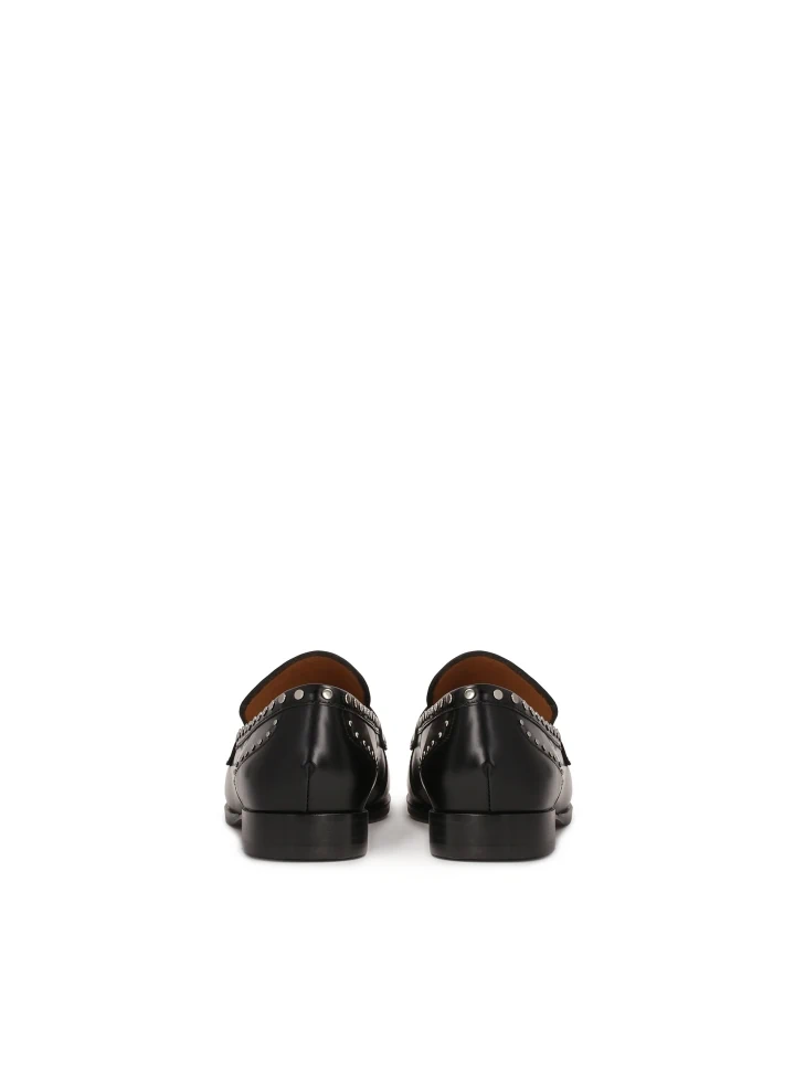 Kazar Black Loafers With Silver Metal Rivets