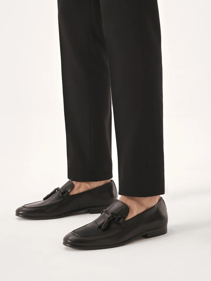 Kazar Black Loafers With Tassel
