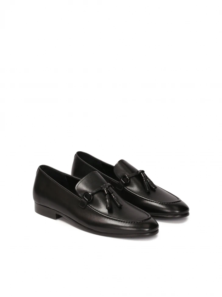 Kazar Black Loafers With Tassel