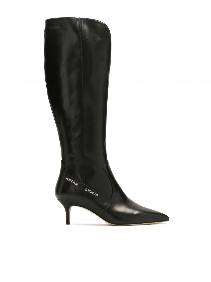 kazar Black low stiletto boots with cut-out upper