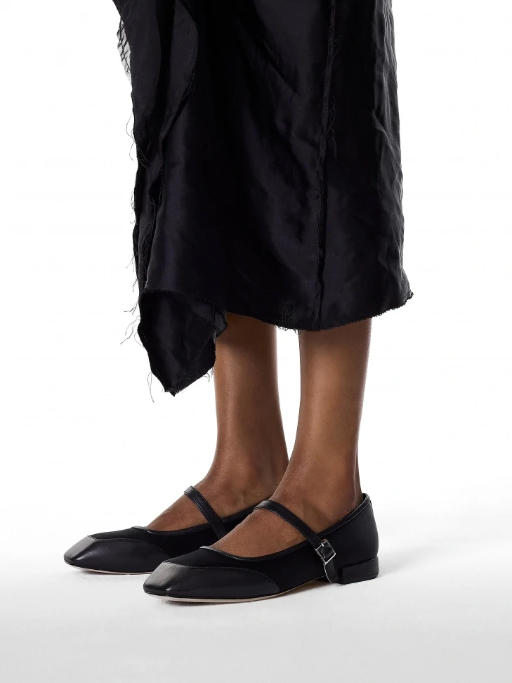 Kazar Black Mary Jane Flat Heeled Pumps