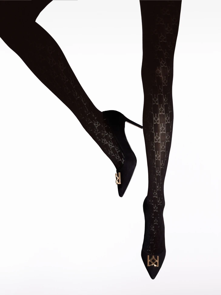 Kazar Black Matte Tights With Monograms 80 DEN