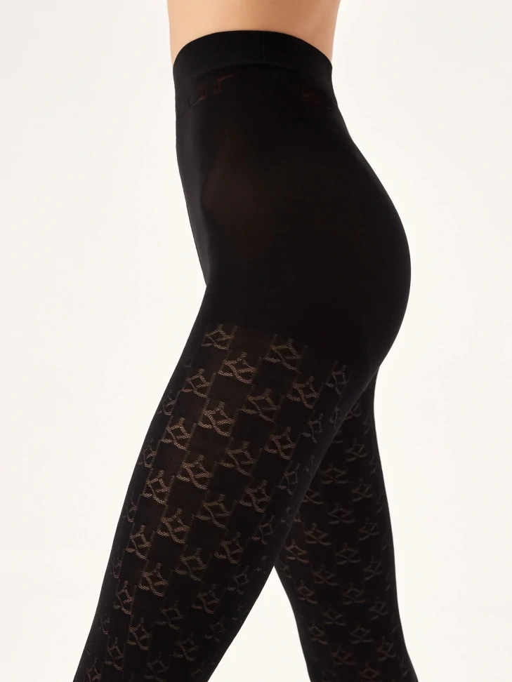 Kazar Black Matte Tights With Monograms 80 DEN