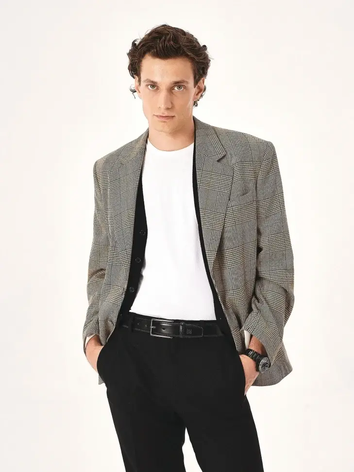 Kazar Black Men's Belt With Stitching