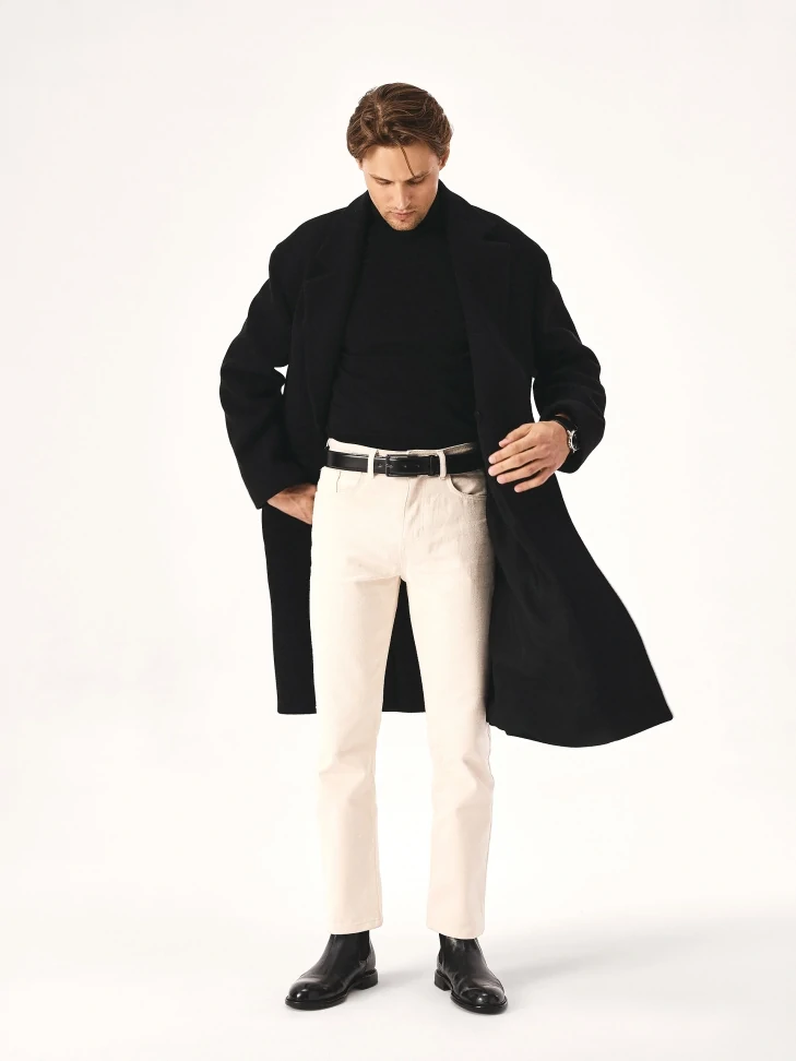 Kazar Black Men's Belt With Stitching