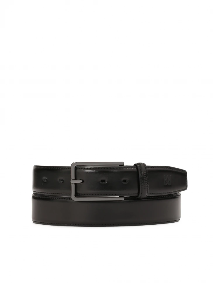 kazar Black men's belt with stitching