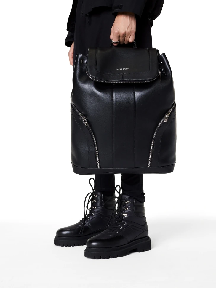 Kazar Black Men's Boots Made Of Combined Materials