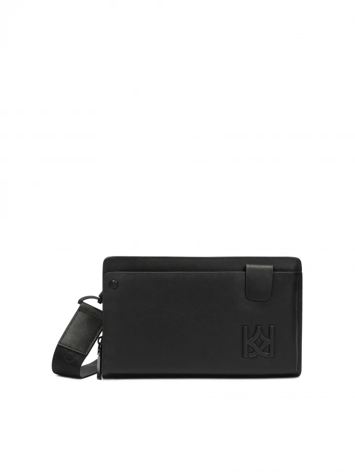 kazar Black men's leather pouch with belt