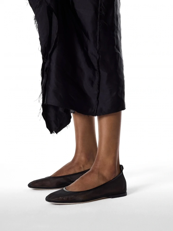 Kazar Black Mesh Ballerinas With Leather Trim
